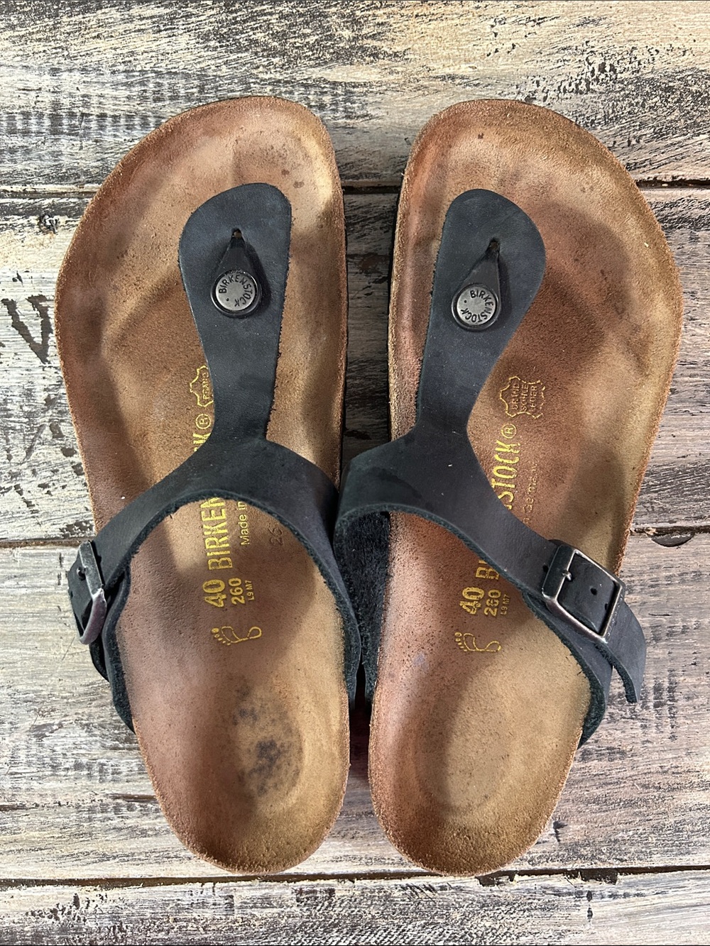 Birkenstock Gizeh Black Sandals Size 40 Regular Fit